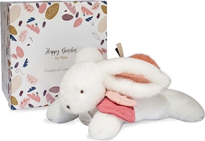 Poklon set – plišani zeko s tamno ružičastom pompon kuglicom 25 cm