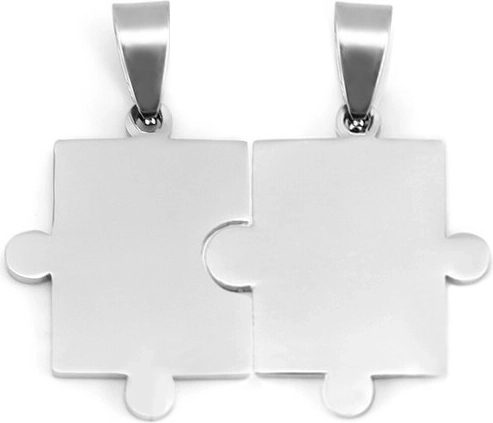 Čelični partnerski privjesci Puzzle – glatki, 2 kom