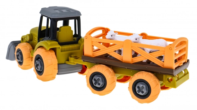 Traktor koji se može odviti s kašikom i prikolicom + odvijač + ovce Igračka za djecu 3+