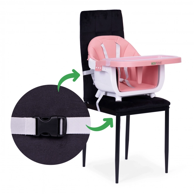 Dječja stolica za hranjenje 2u1 roza ECOTOYS