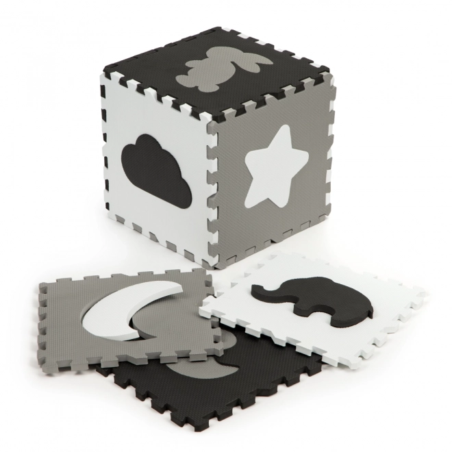 ECOTOYS Pjenaste puzzle Životinje i oblici crno-bijela SX s rubovima