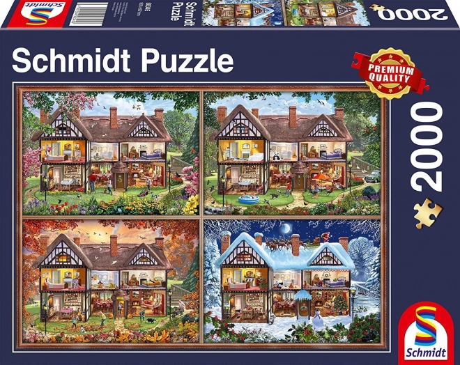 Puzzle Koliba kroz godišnja doba 2000 dijelova