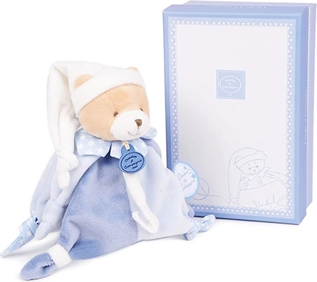 Doudou poklon set - Medvjedić s držačem za dudu 17 cm