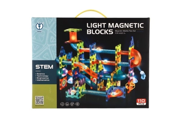 Magnetična plastična staza za kuglice 110 komada 16 kuglica + dodaci na baterije u kutiji 36x28x9 cm