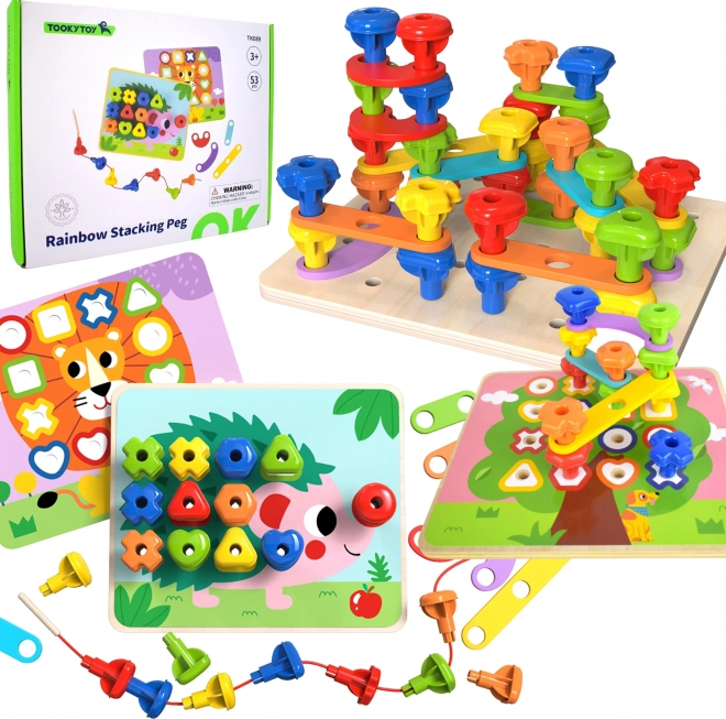 Tooky Toy višenamjenska ploča s raznobojnim vijcima za učenje oblika
