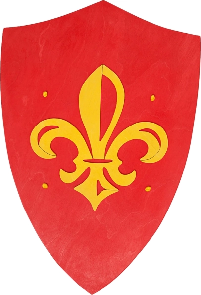 Dječji drveni štit FAUNA ANJOU – crveni, 36 × 25 cm