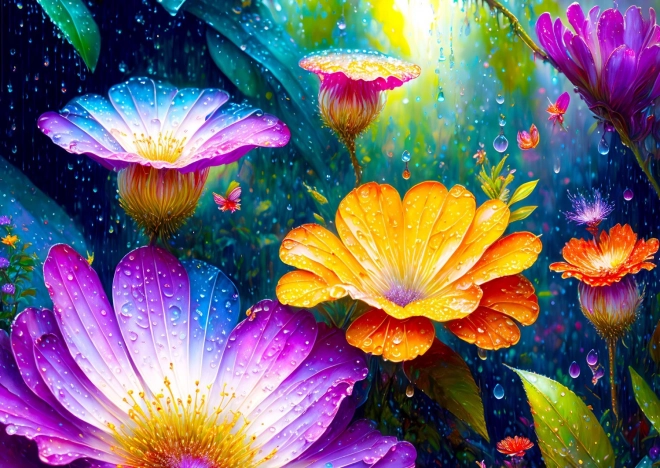 Puzzle Cvijeće na kiši 1000 dijelova