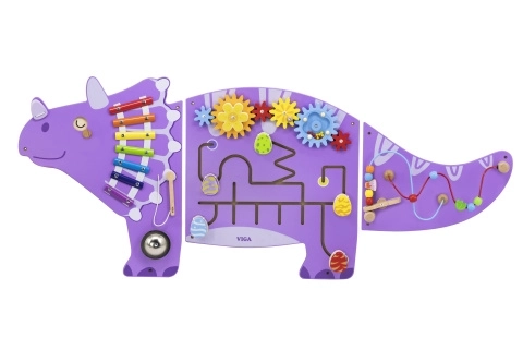 Drvena senzorna i manipulativna ploča triceratops Viga Toys