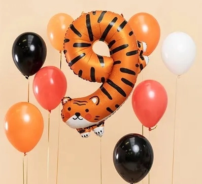 Folijski rođendanski balon broj 9 - Tigar 64 x 87 cm