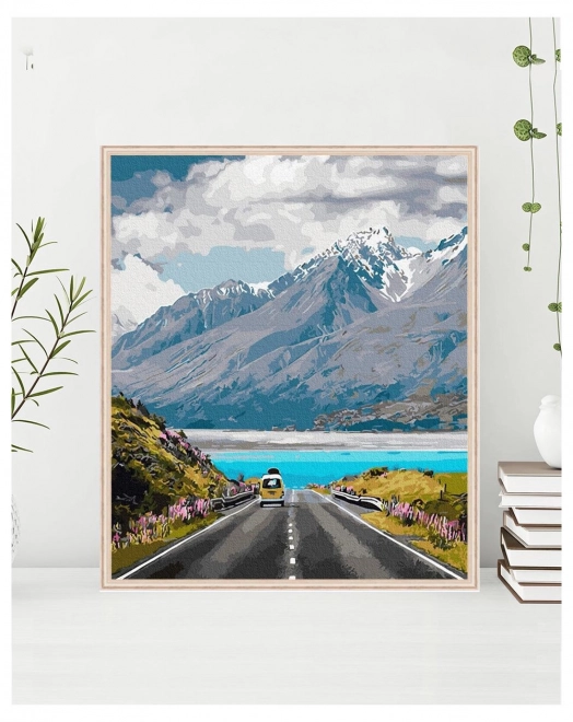 Slikanje po brojevima Put u Planinama 40x50 Platno + Boje + Kistovi