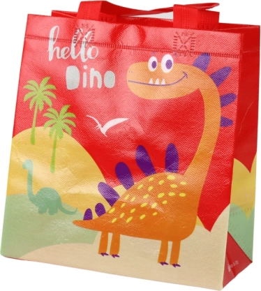Poklon vrećica dinosaur crvena 23 × 21,5 × 11 cm