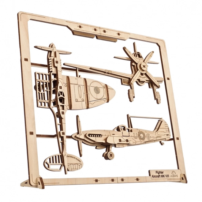 Ugears drveni mehanički puzzle Lovac avion