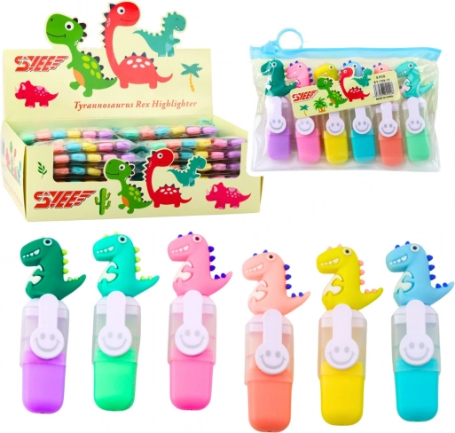 Set mini markera s dinosaurovim kopčama u etuiu, 6 kom