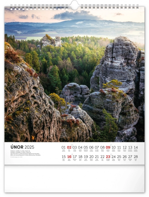 NOTIQUE Zidni kalendar Šetnje kroz češki krajolik 2025, 30 x 34 cm
