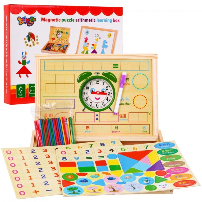 Drvena magnetna ploča za djecu 3+ Edukativni set + dodatna oprema