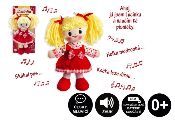 Česki pjevački krpena lutkica Lucinka - 30 cm