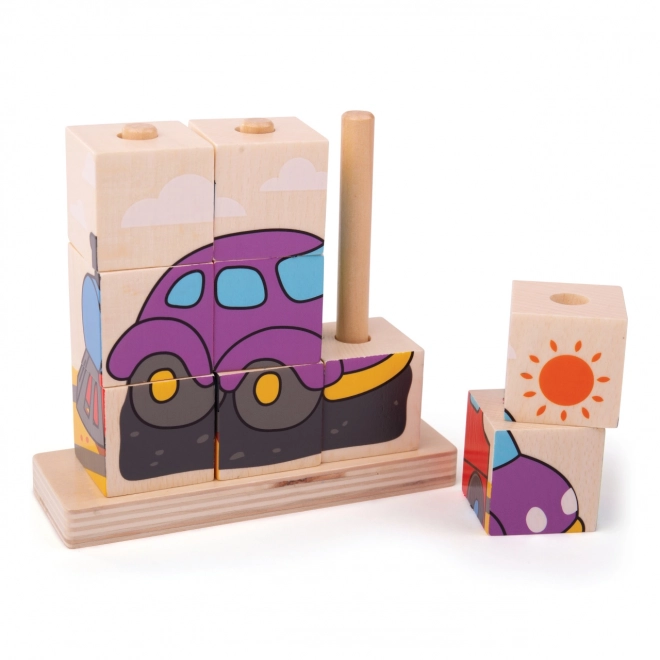 Drveni puzzle Bigjigs Baby Prijevozna sredstva