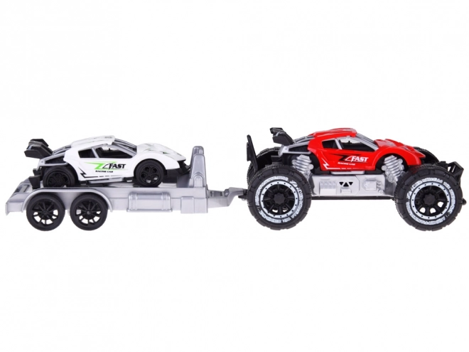 Off-road vozilo s prikolicom i sportskim autom