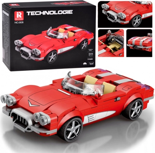 Tehnička građevna set retro kabriolet iz 50-ih – crveni