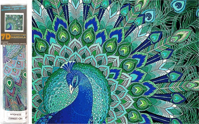 dijamantno slikanje 7D paunova čarolija 30 × 30 cm