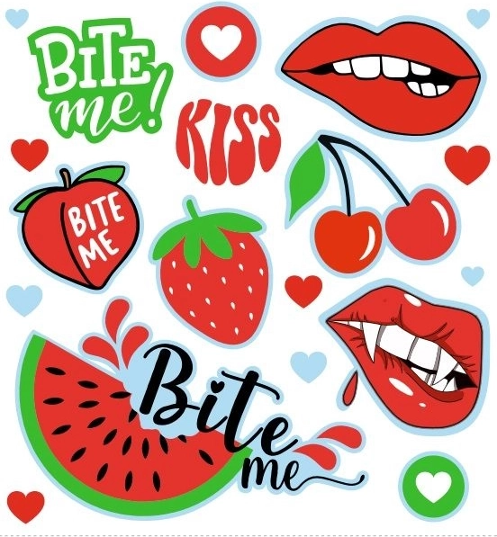 Peglice za glačanje Bite Me – dekorativne naljepnice za odjeću