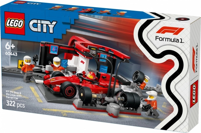 LEGO City 60443 F1 Boks Stanica s Mehaničarima i Ferrari Autom