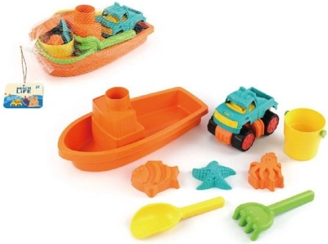 Set za pijesak auto i brod 33 cm
