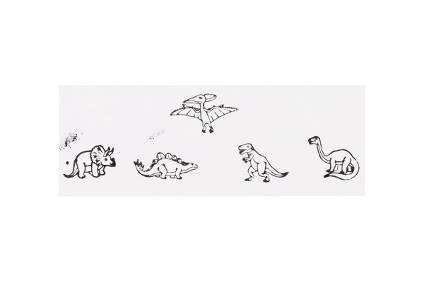 Drveni pečati 5+1 s jastučićem dinosauri 3x3cm na kartici