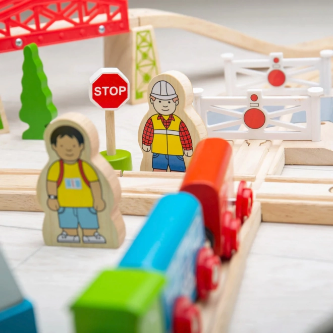 Bigjigs Rail Drvena vlakodrava grad i selo 101 dijelova