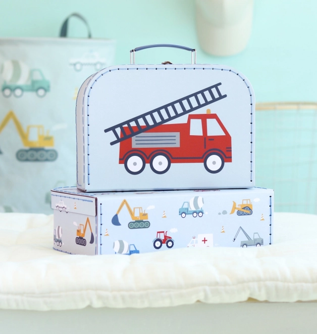 A Little Lovely Company Set od dva kartonska kovčežića – Vozila