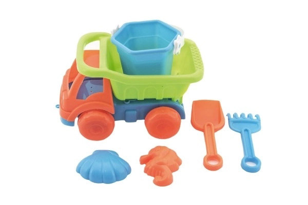 Auto za pijesak s dodacima plast 16cm 2 boje u mrežici