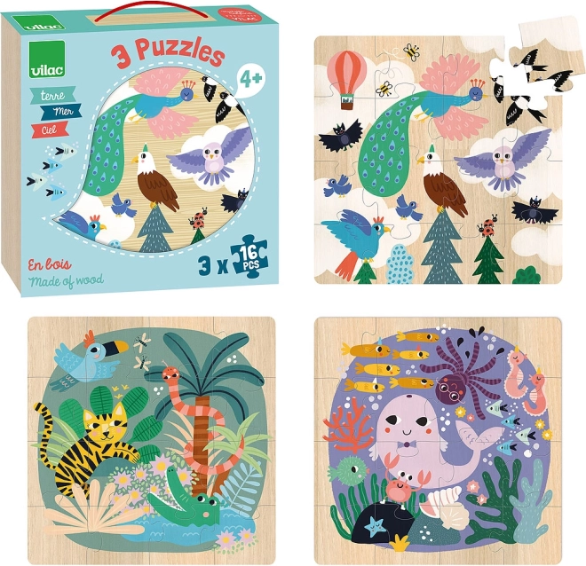 Drvene puzzle More, kopno i zrak od Vilac