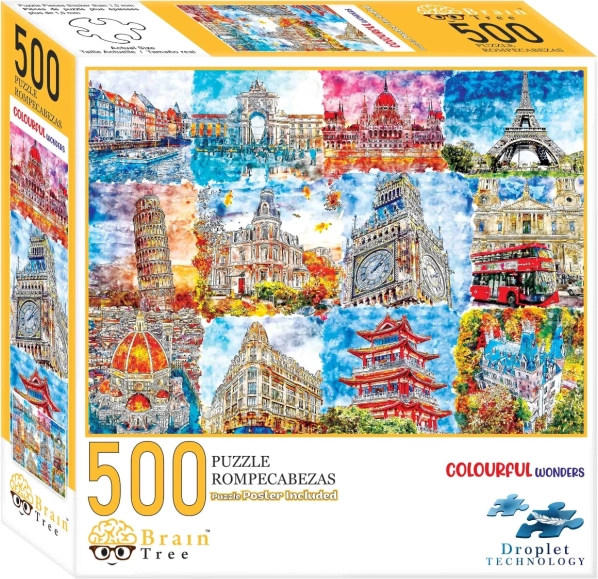 Puzzle Spomenici u bojama Brain Tree 500 dijelova