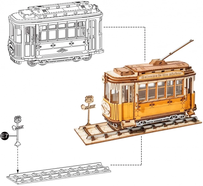 Retro Tramvaj - 3D drvena slagalica