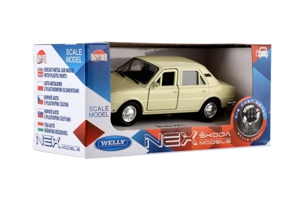 Auto Welly Škoda 105L metal/plast 11cm 1:34-39 slobodan hod 4 boje u kutiji 15x7x7cm