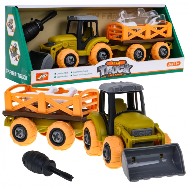 Traktor koji se može odviti s kašikom i prikolicom + odvijač + ovce Igračka za djecu 3+