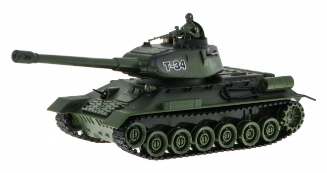 Daljinski upravljana 2 tenka T-34 protiv Tigera za djecu 3+ Modeli za pucanje 1:28 + Velika tenkovska bitka + Svjetlosni zvukovi