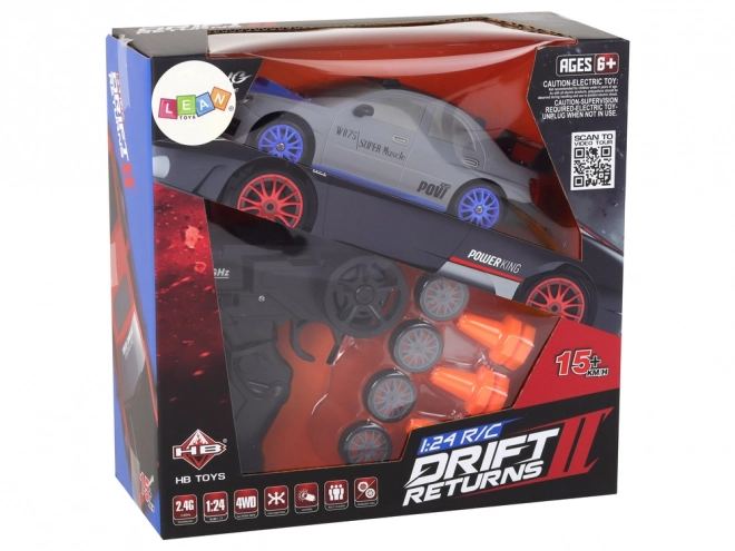 Daljinski upravljani sportski auto R/C 1:24 zamjenjivi kotači – sivo