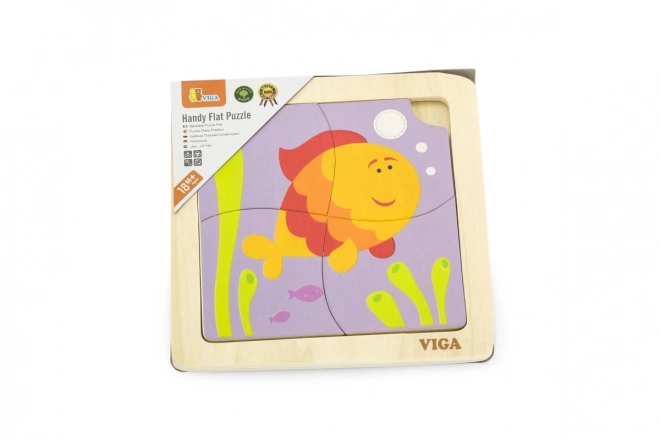 VIGA Drvene puzzle Ribičica 4 dijela