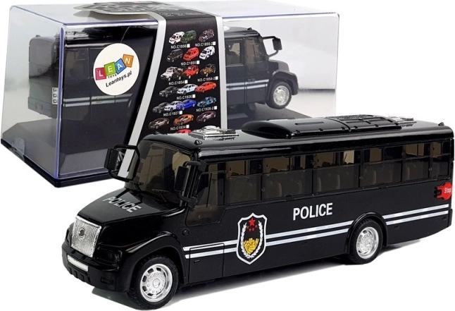 Crni policijski autobus s inercijskim pogonom i zvukom