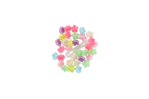 Plastične perle cvjetići s uzicom 2 vrste u vrećici 6,5x11x1 cm