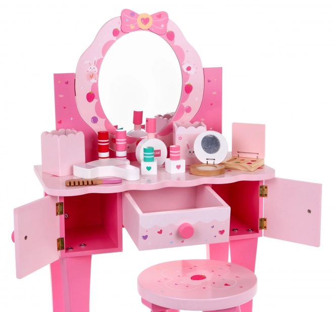 Drveni toaletni stolić sa stolicom za djevojčice Kućni kozmetički salon Make-up + pribor