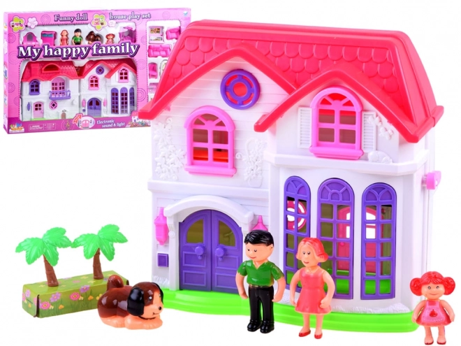Folding family house with furniture and dolls