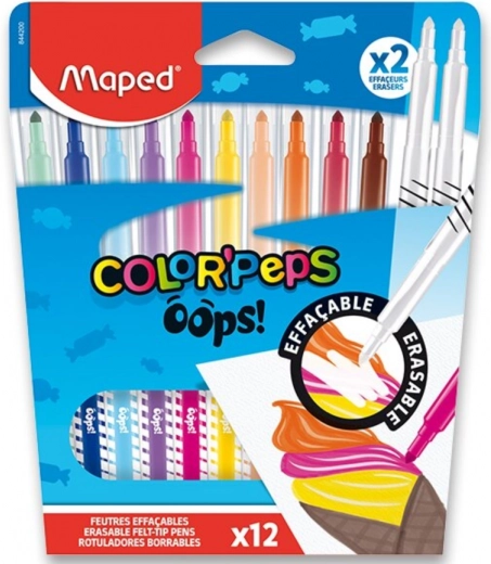 Flomasteri MAPED Color’Peps Oops 12 boja + 2 brisalice