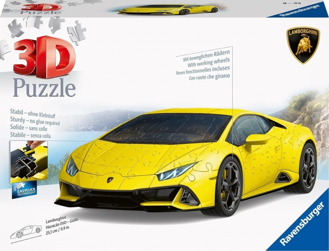 3D puzzle model Lamborghini Huracán Evo žuti od Ravensburgera