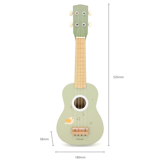 Drveno ukulele za djecu zeleno s notama