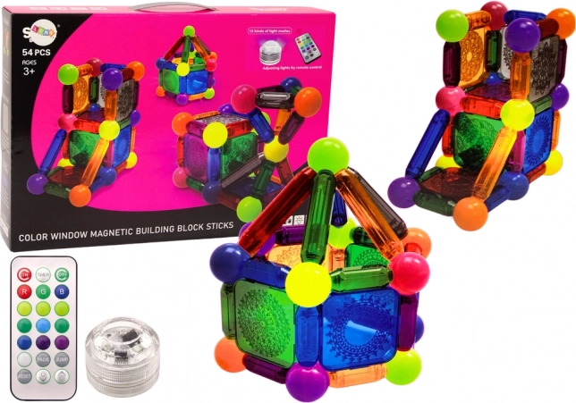Magnetična građevna set s pozadinskim osvjetljenjem, 54 dijela