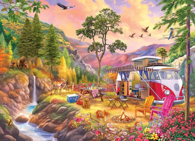 EUROGRAPHICS puzzle s motivom VW Bus – raj za kampere 1000 komada