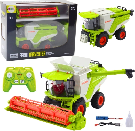 RC kombajn 1:24 s hederom, svjetlima, zvukovima i dimnim efektom 2.4 GHz