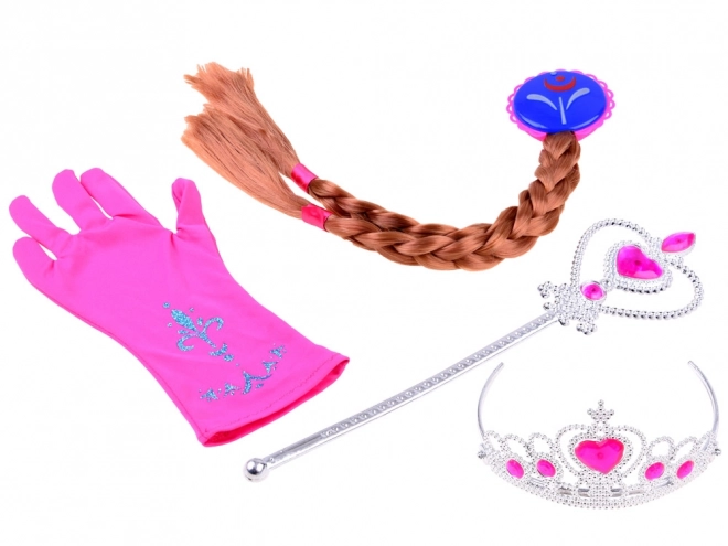 Kostim set Princeza s krunom i pletenicama – Ružičasta